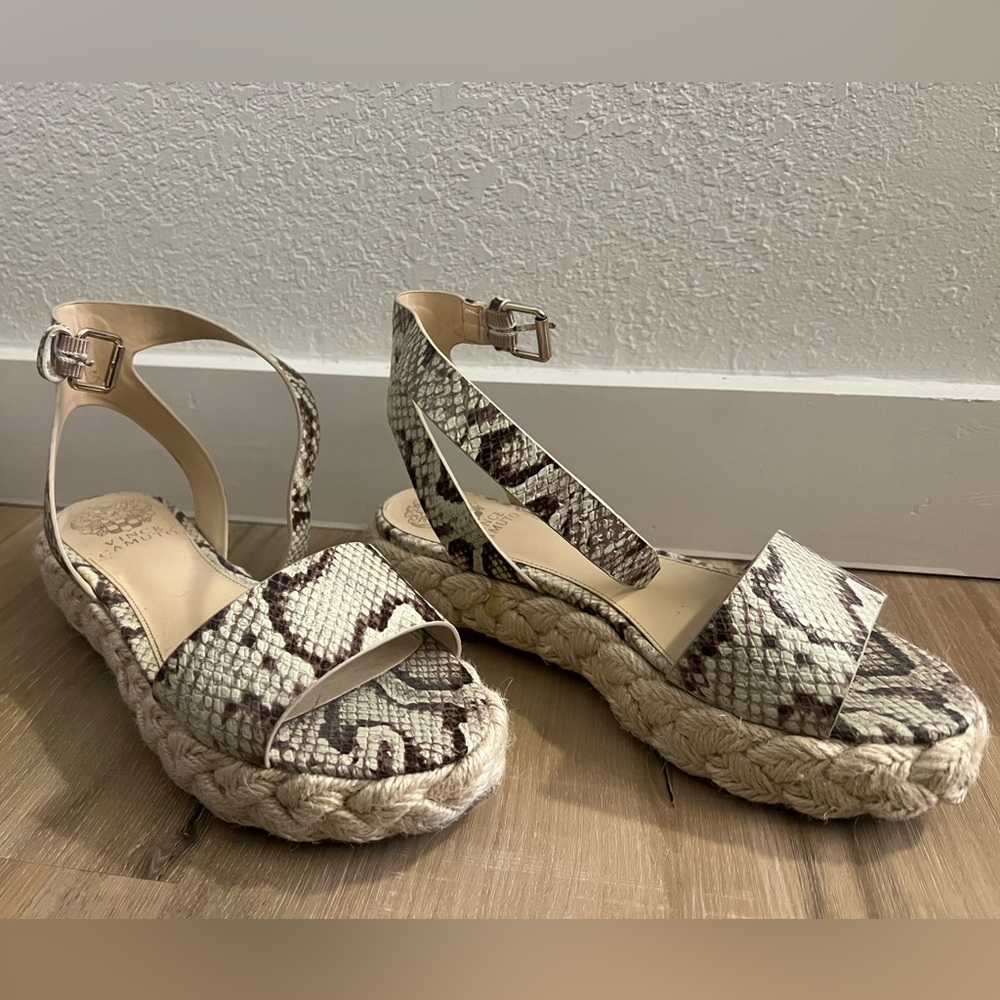 Snake print platform sandal